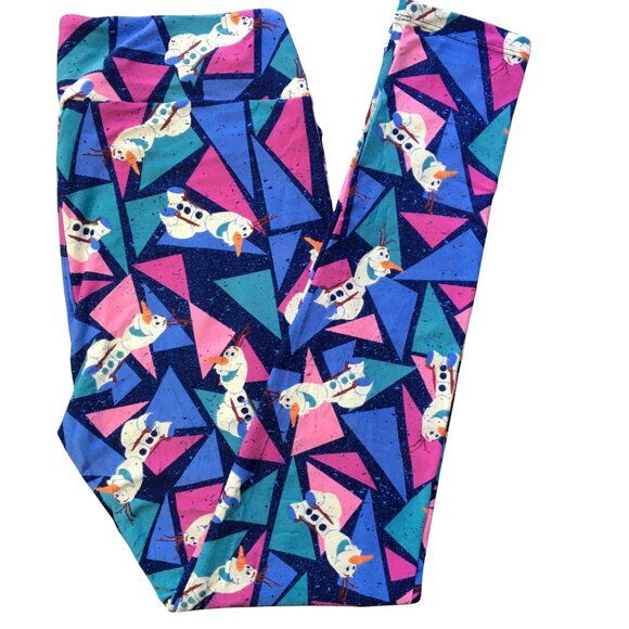 Boutique style pattern, leggings, Olaf Frozen, Blu/grn/pnk - Picture 2 of 2